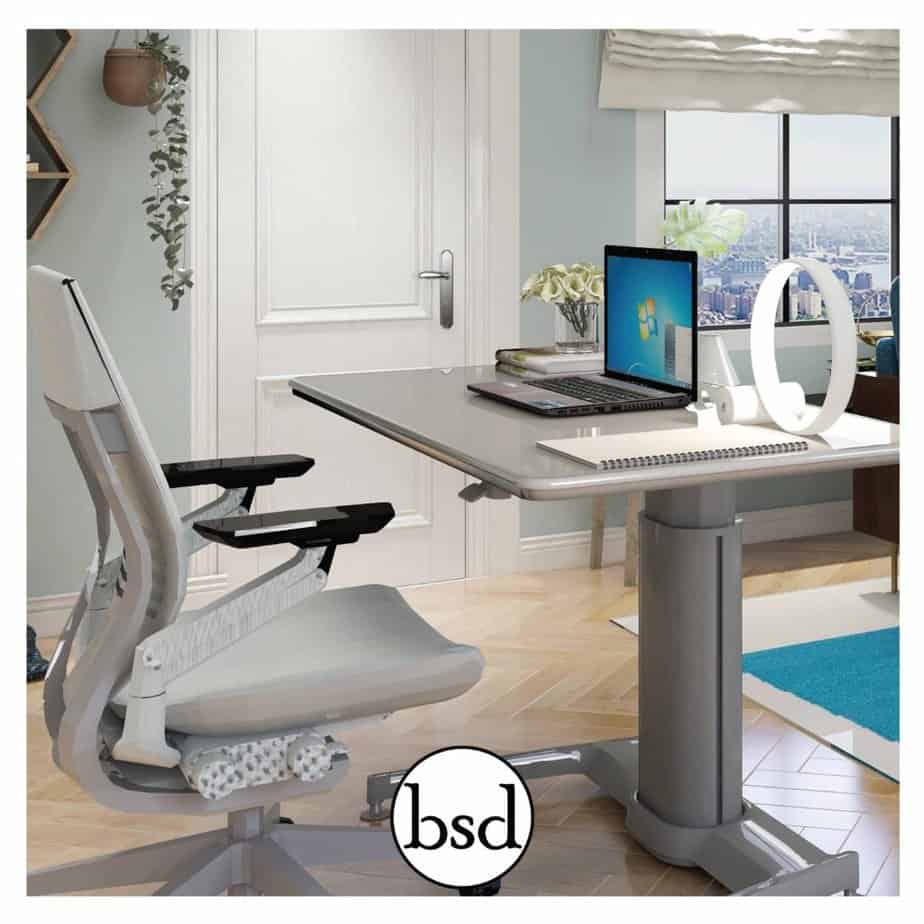 home office with freestanding height adjustable desk