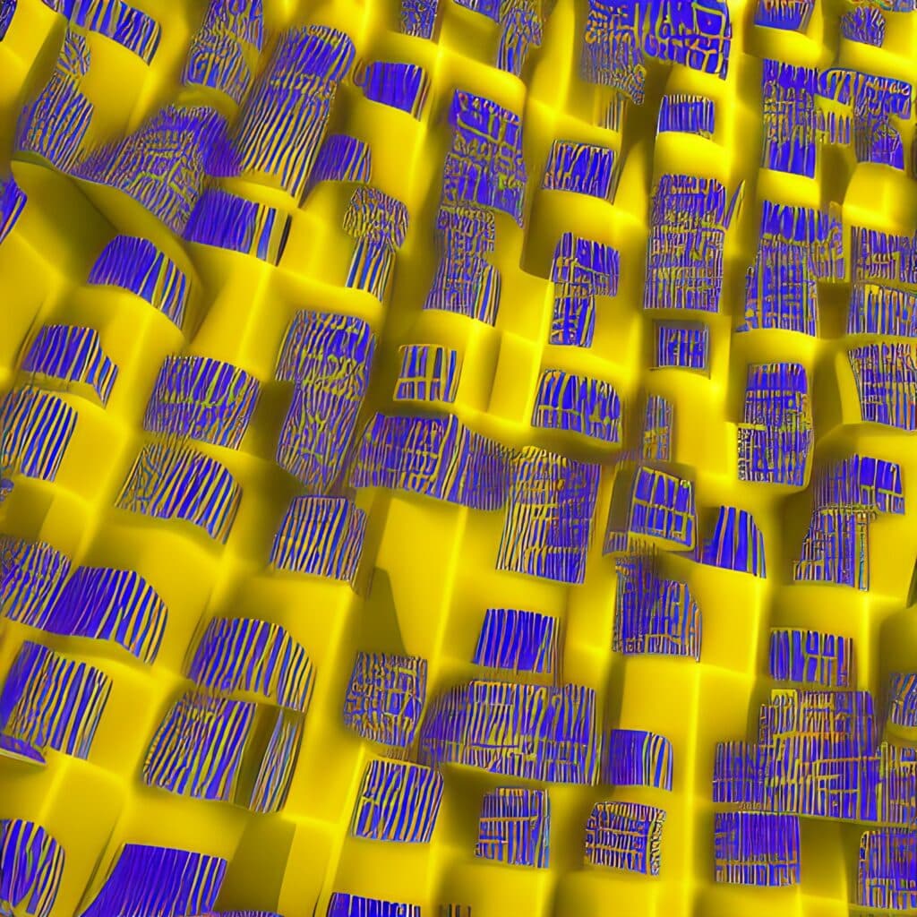 Yellow 3D texture with blue decor
